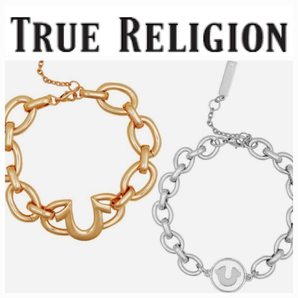 True Religion Setbof 2 Two-Tone Logo Chain Bracelet